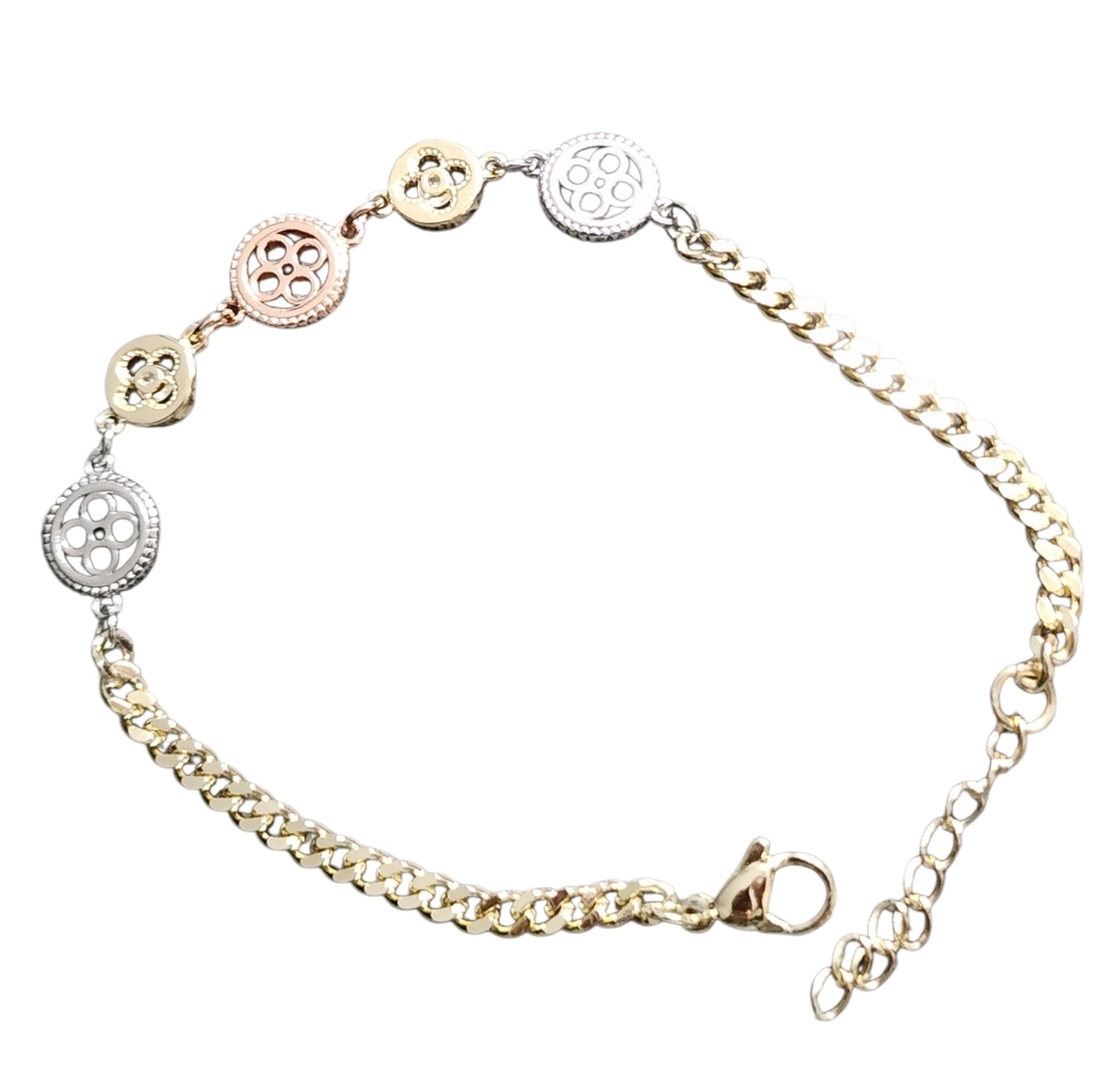 Pretty Bird Jewelry Tri Color CZ 18kt Gold Plated Bracelet